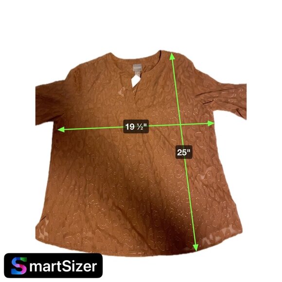 Chico's NWT Brown Dusty Pink Burnout Three Quarter Sleeve Tunic Style Top SZ L - Picture 6 of 7